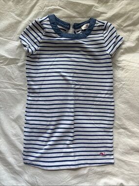 Vineyard Vines White and Navy Striped Knit Tee Dress